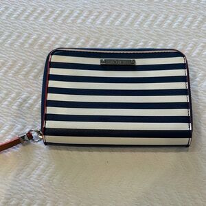 Stella & Dot Striped Blue & White Wallet